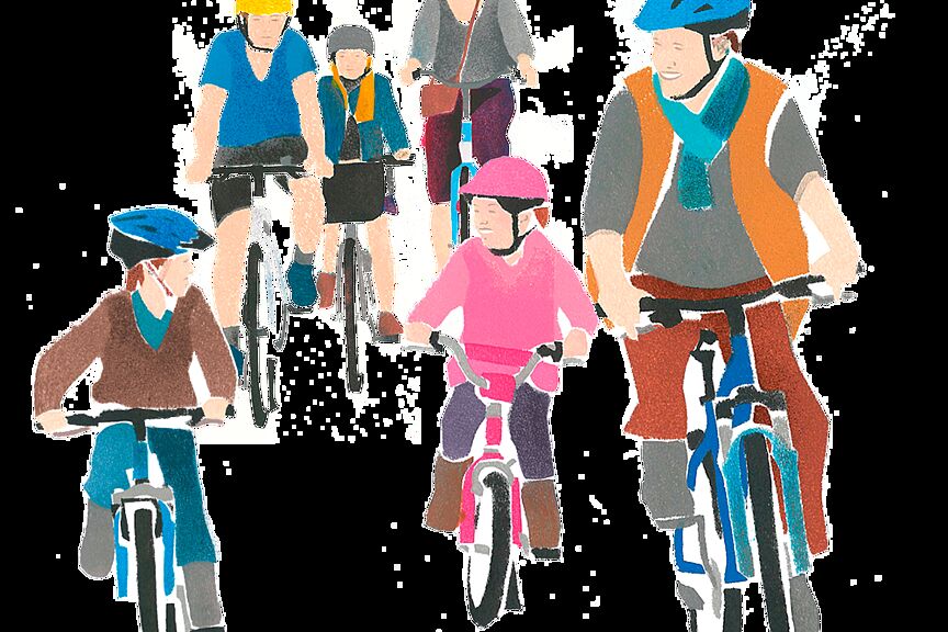 Radfahren Gruppe Illustration Radfahren Gruppe Illustration